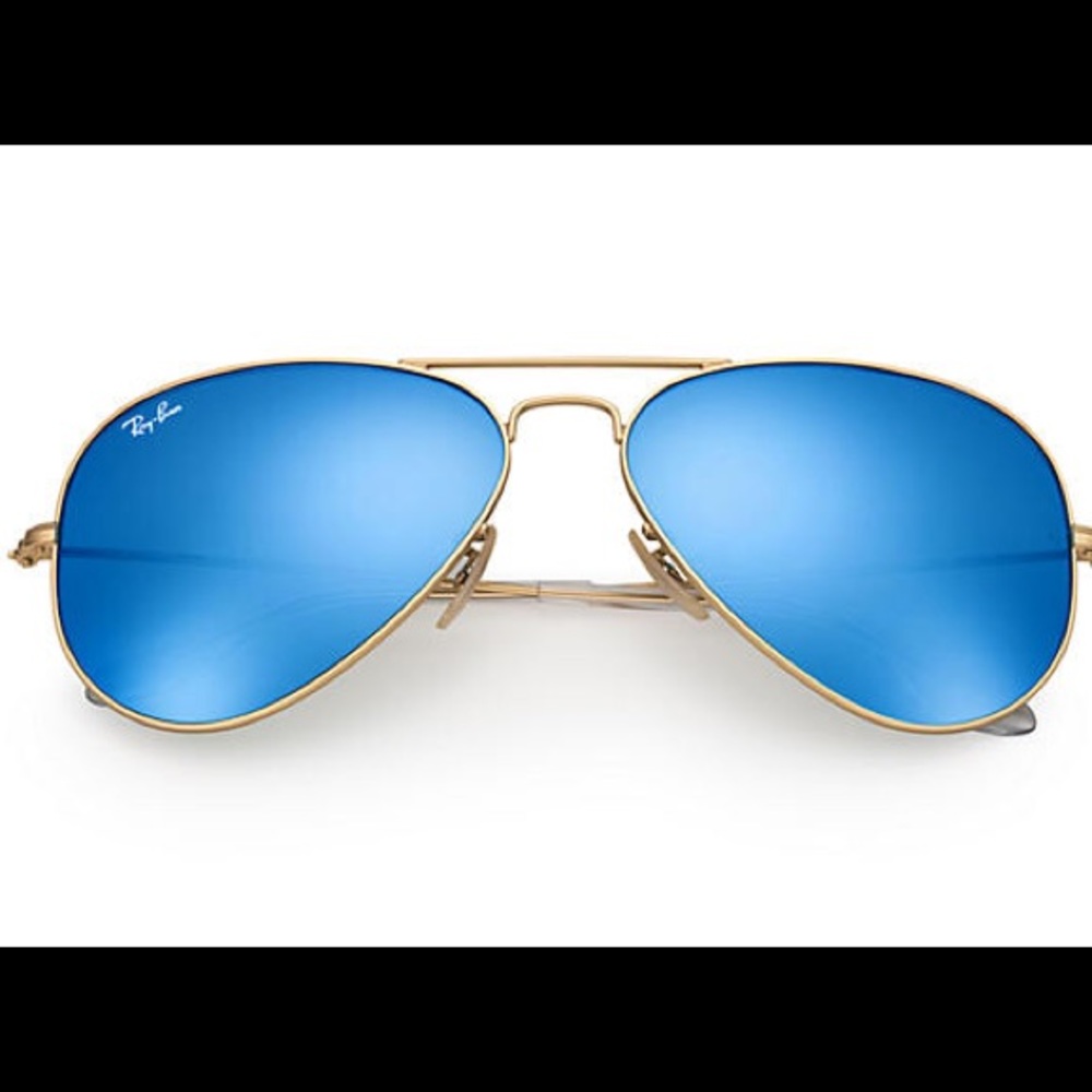 blue mirrored aviator ray bans